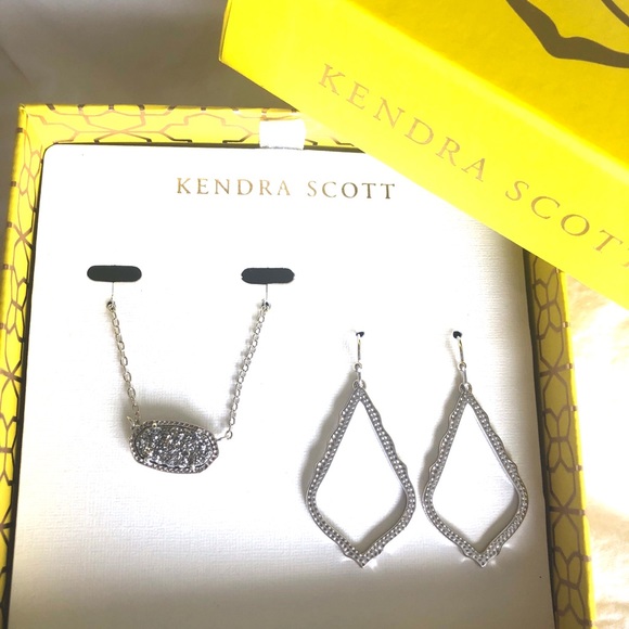 NWT Kendra Scott Limited Edition RARE Set Platinum Drusy Elisa Silver Sophias! - Picture 10 of 14